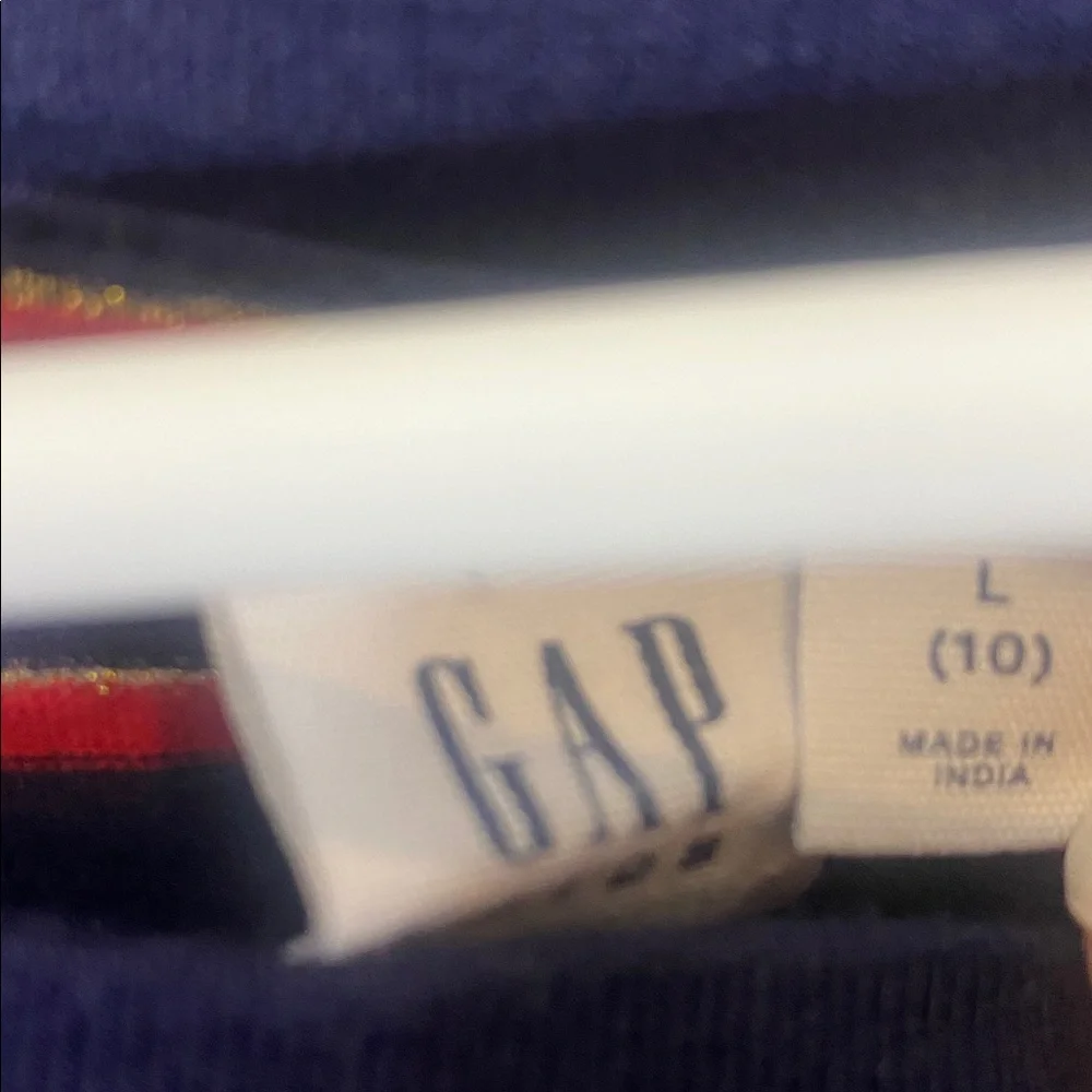 GAP kids Navy blue gold and Red Striped Long Sleeve T shirt